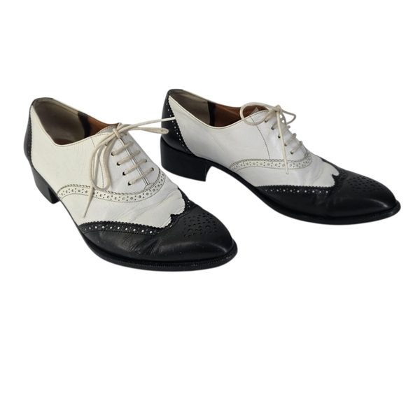 Robert Clergerie Leather Spectator Brogue Wingtip Oxford Shoes Black White Sz5.5 - Picture 3 of 16